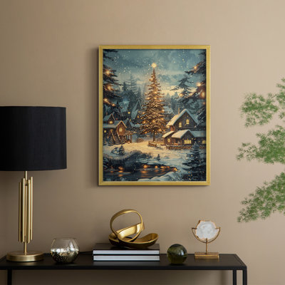 «Christmas Holiday Art DCxxxvi», reproduction d'art encadrée - bois massif