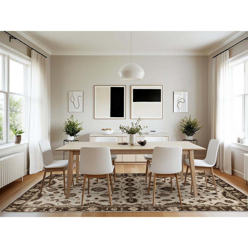 Machine Washable Overdyed Beige Area Rug, Rectangle 7' x 10'