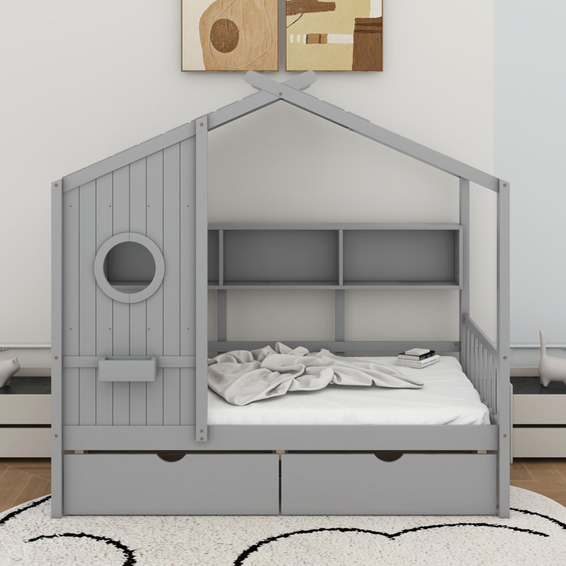Lit simple avec tiroirs, Blanc