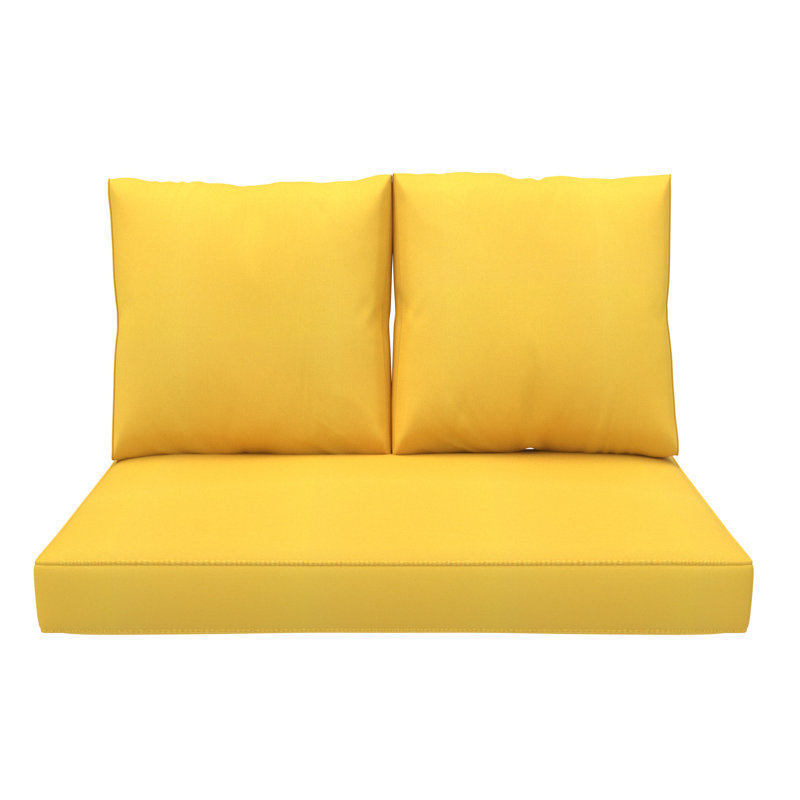 Sunbrella Outdoor Loveseat Cushion, Deep Seat/Back Replacement Cushion 5 Inch, Canvas Sunflower