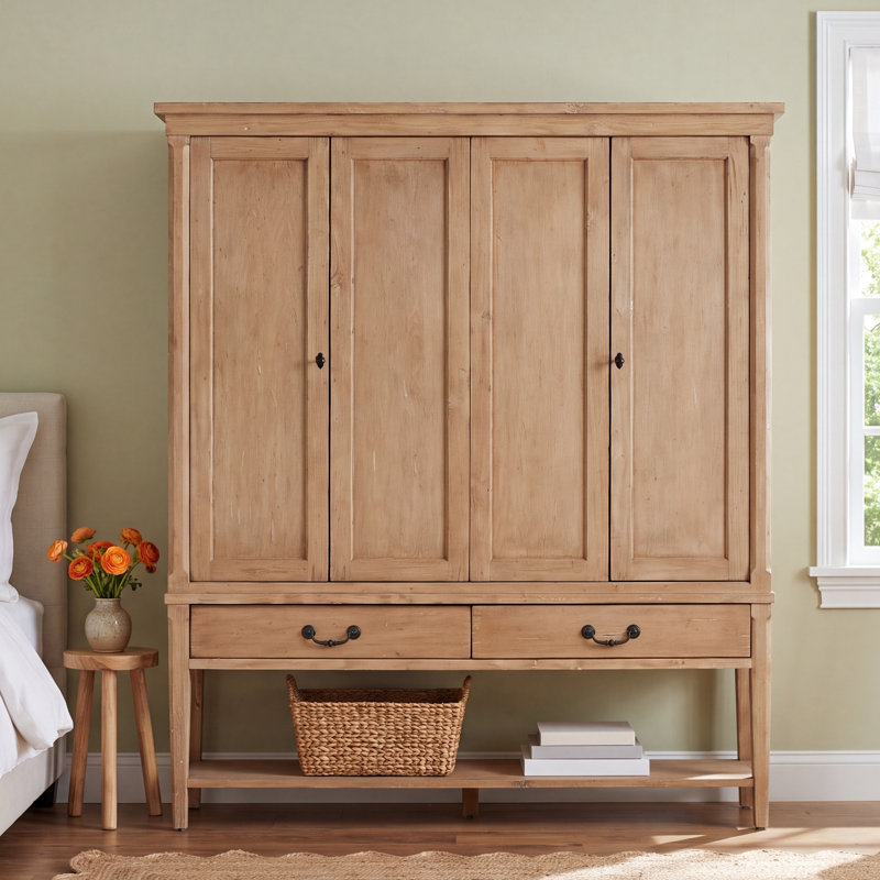 Annabel Solid Wood 4 - Armoire, Aged Light Pine