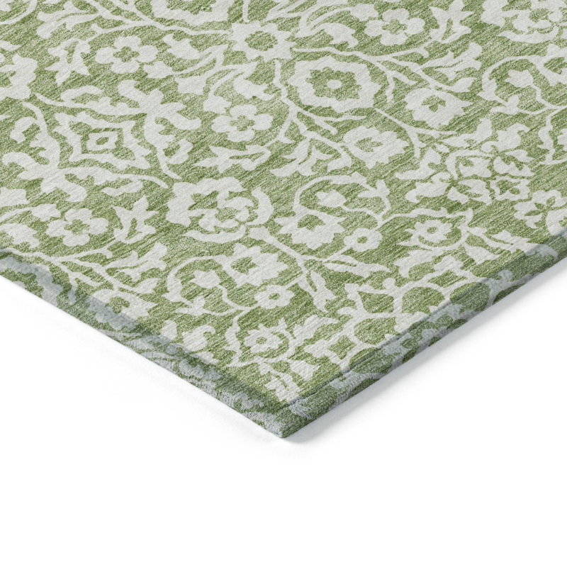 Tapis lavable intérieur et extérieur vert et ivoire HomeRoots 3 pi x 5 pi
