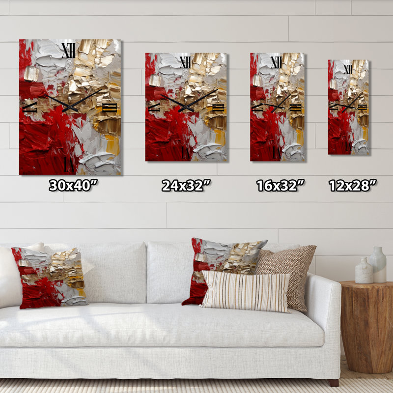 Cardinal Sin Retro Delight - horloge murale abstraite - rouge et or, Petit