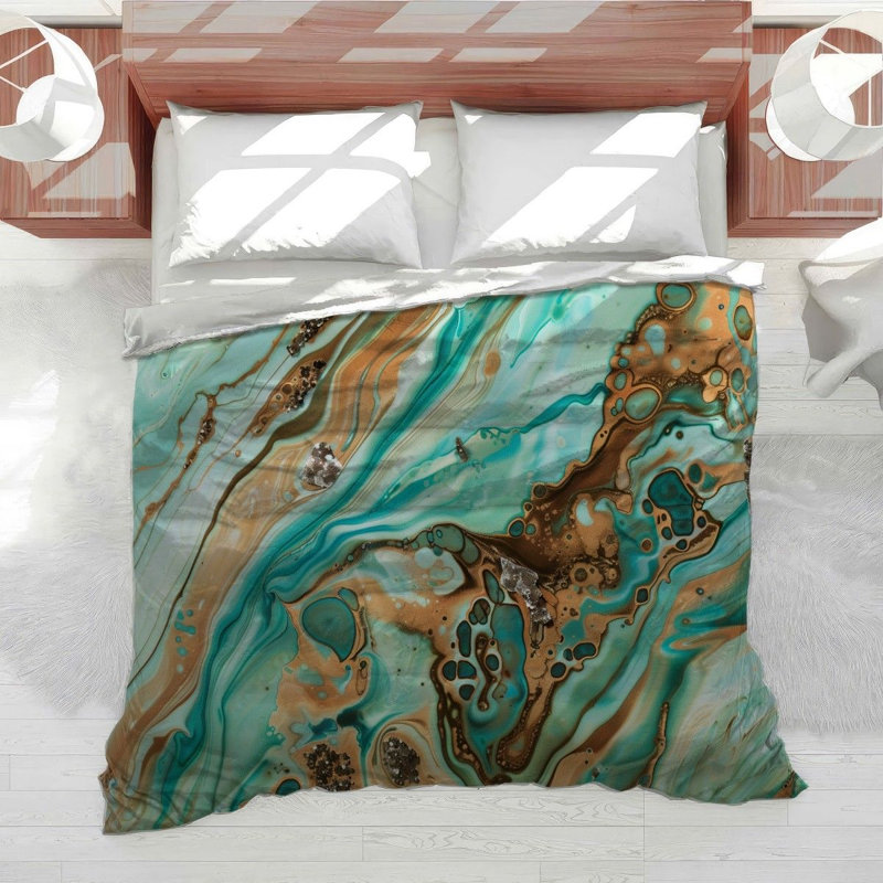 Marble Abstract Cool Bedding, King Duvet Cover
