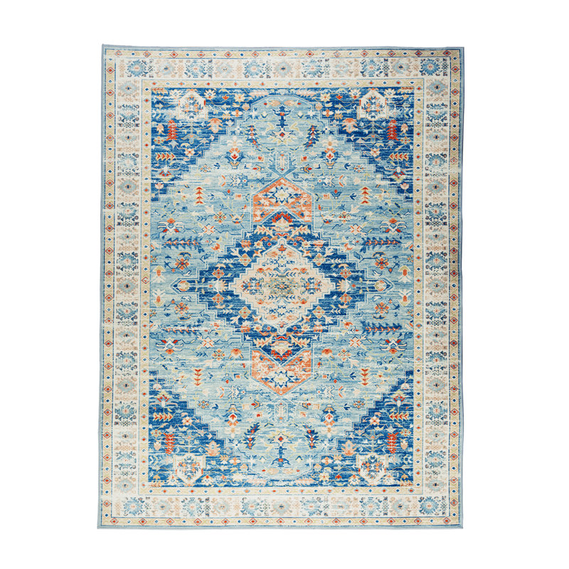 Jacquoline Machine Washable Non-slip Oriental Soft Rug, Rectangle 8' × 10'