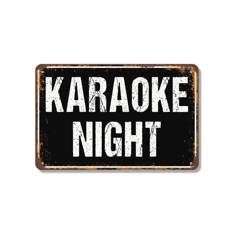 Karaoke Night Street (paquet de 2) enseigne fantaisie en aluminium 7 po x 10 po