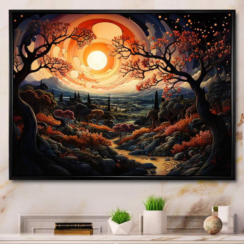 Judaism Orchard Of Righteousness II - Spiritual Wall Art Prints, Cadre flottant noir, H 24 po x l 32 po x P 1 po