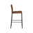 Daye Metal Adjustable Height Stool With Upholstered Back And Seat, Black With Brown Pu