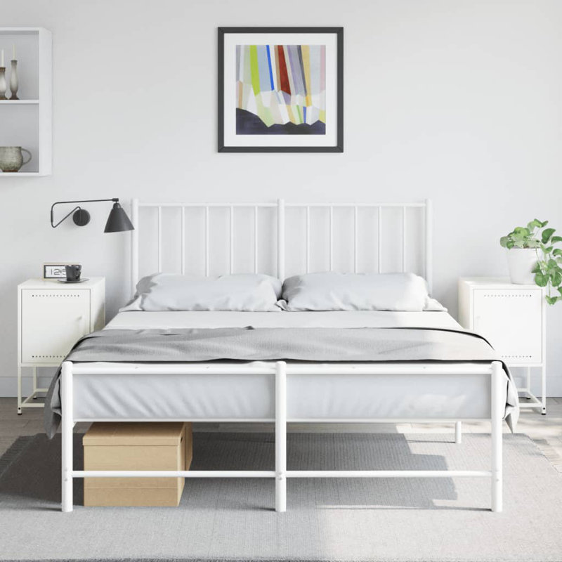 Aujah 36cm W Steel Bedside Table, White