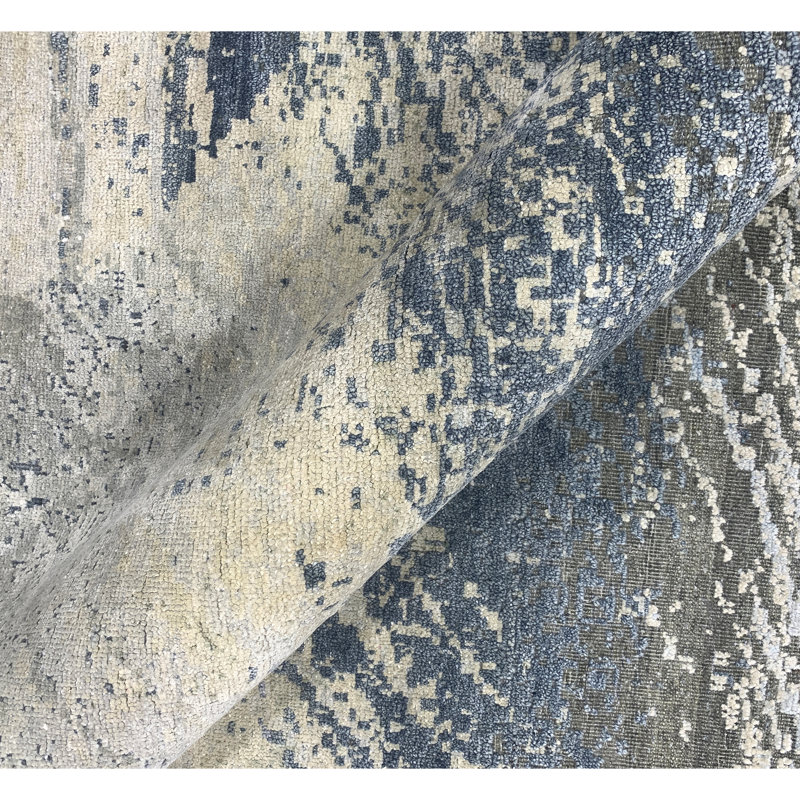 Hand Knotted Abstract Area Rug, Rectangle 8' x 10'