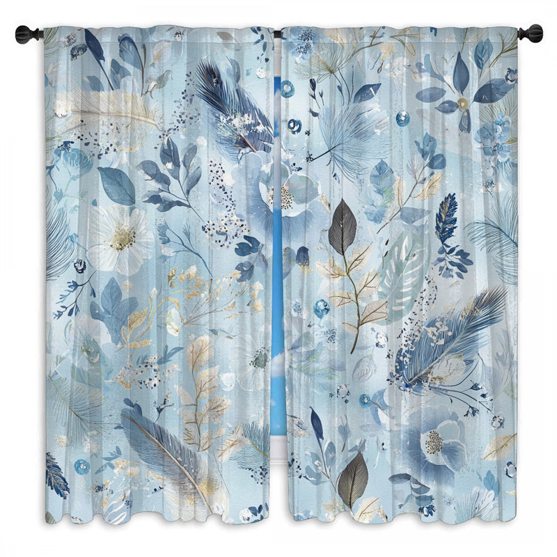 Rideaux à motif floral et voilage obscurcissant - 2 panneaux, 20 po x 50 po - 2 panneaux, Obscurcissement de chambre