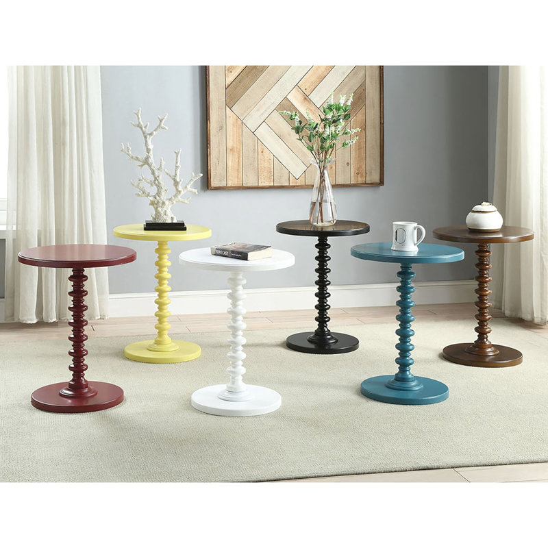 17,1 po Table blanc profond pour petits espaces en bois avec base à piédestal