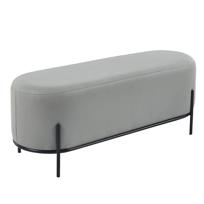 Banc en cuir Aelia avec pieds en métal, Gris