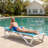 Kozyard Outdoor Chaise Lounge Chair, Full Flat Adjustable Patio Lounger with Aluminum Frame & Resin Legs, Textilene Fabric for Poolside, Backyard & Beach (Aqua/WhiteFrame, W/ Table)-1392050209