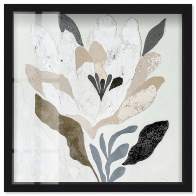 Décoration murale florale Bloom en relief II par Art Remedy, cadre noir, 24 x 24