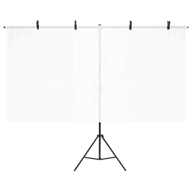 Vidaxl T-Shape Background Stand Black , 23.6" H x 79.1" W