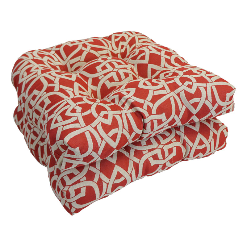 Outdoor 5'' Seat Cushion, Crimson/Beige