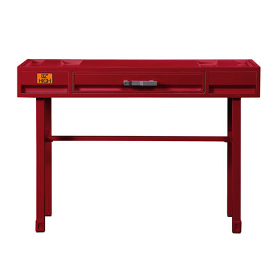 Bureau de meuble-lavabo industriel rouge avec 1 pour la chambre à coucher - Style moderne en métal et bois à 1 tiroir