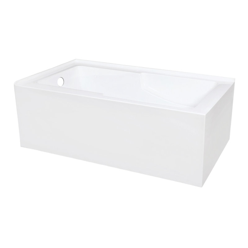 Kingston Brass Aqua Eden 60-Inch Acrylic Rectangular 2-Wall Corner Alcove Tub with Corner Apron, Hand Drain Hole, Left