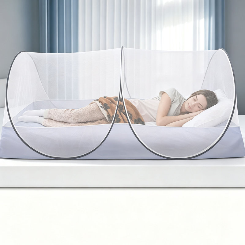 Pop Up Bed Tent Mosquito Canopy, No Assembly Required, Extra Large Full Enclosure Fine Mesh Bug Screen, Collapsible Breathable Bed Netting, Indoor Outdoor Insect Barrier For Bedroom, Dorm, Camping, Backyard, Travel