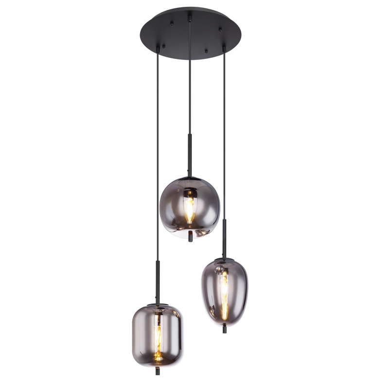 Sherise 3 - Light Black/Silver Cluster Pendant