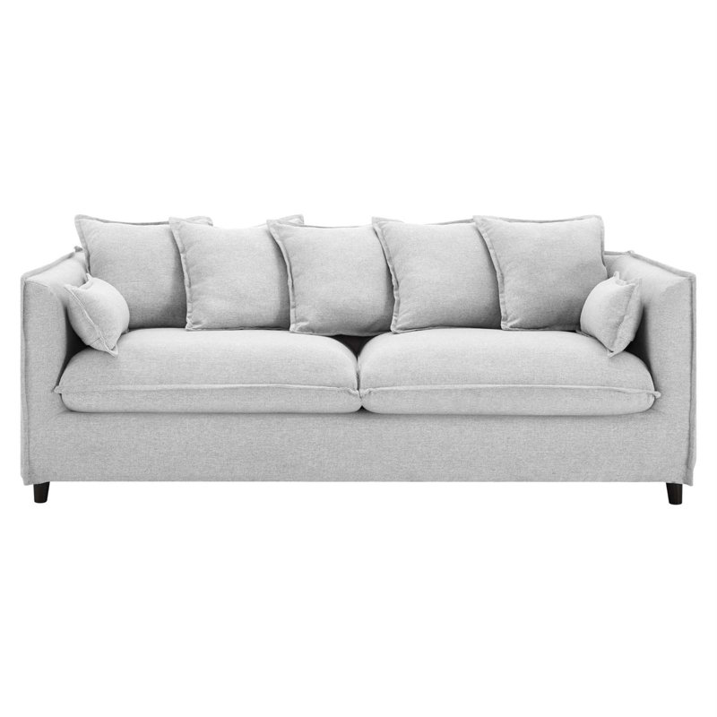 Avalon Slipcover Fabric Sofa, Light Grey Velvet
