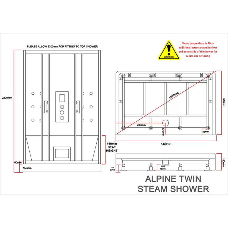 Vidalux Alpine Twin 2 Person Steam Shower Cabin 1400 x 900
