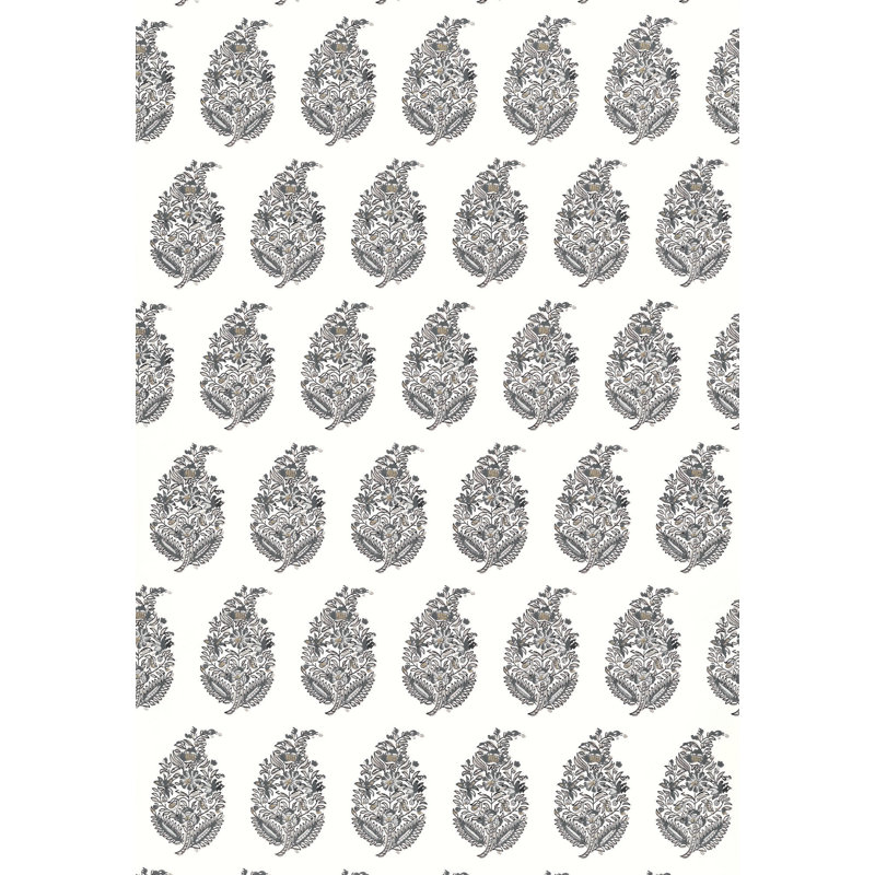 Papier peint motif cachemire Rajasthan, Argent