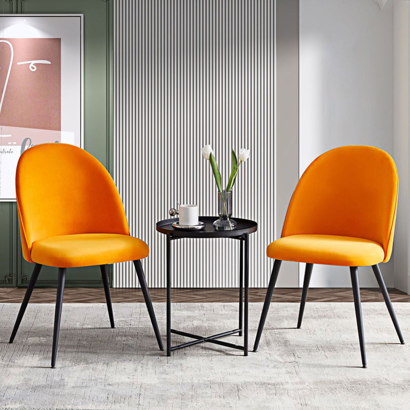 Chaise d'appoint rembourrée capitonnée en bois manufacturé, Orange
