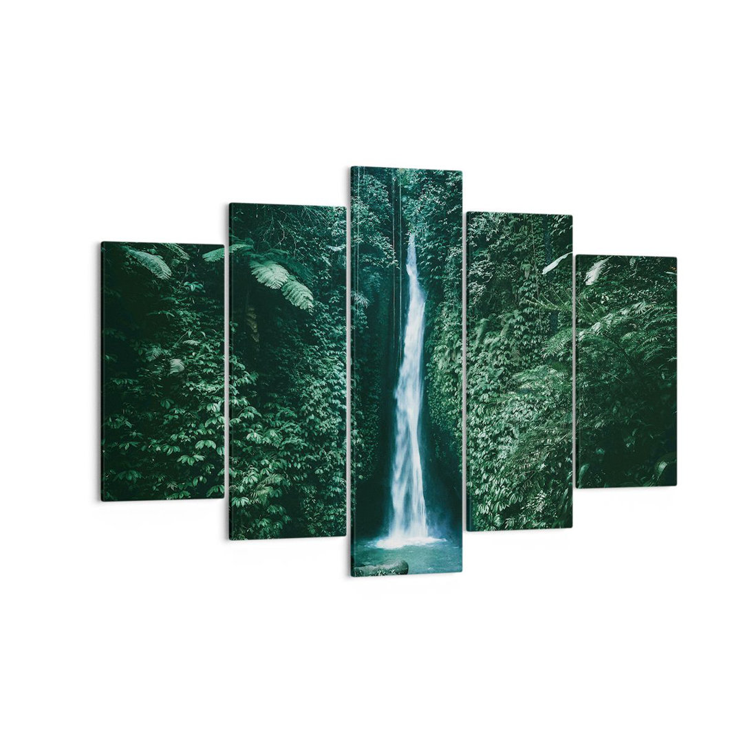 5-tlg. Leinwandbilder-Set Tropics Waterfall Jungle