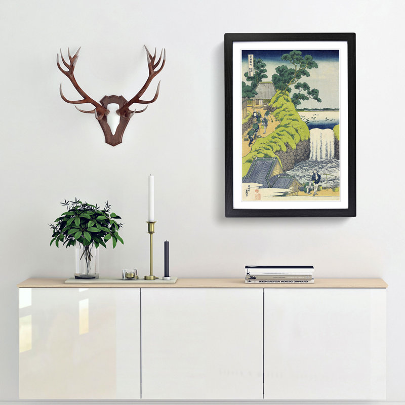 Aoigaoka Waterfall In The Eastern Capital by Katsushika Hokusai - Single Picture Frame Painting, Black Framed