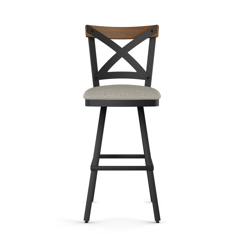 Karsten Swivel Counter & Bar Stool, Bar Stool (30.5" Seat Height), Brown Wood