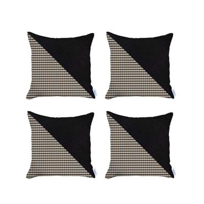 Ensemble de 4 housses de coussin pied-de-poule