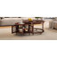 Table basse gigogne vintage rétro, six portes décoratives en verre en forme de bambou, pieds rétro perlés, 31,5 po