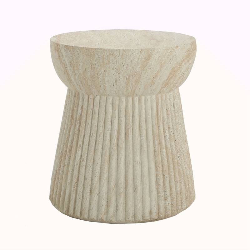 Table d'appoint d'extérieur en béton de travertin