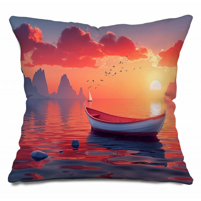 Coussin décoratif réversible en mélange de coton Sunset, H 16 po x l 16 po