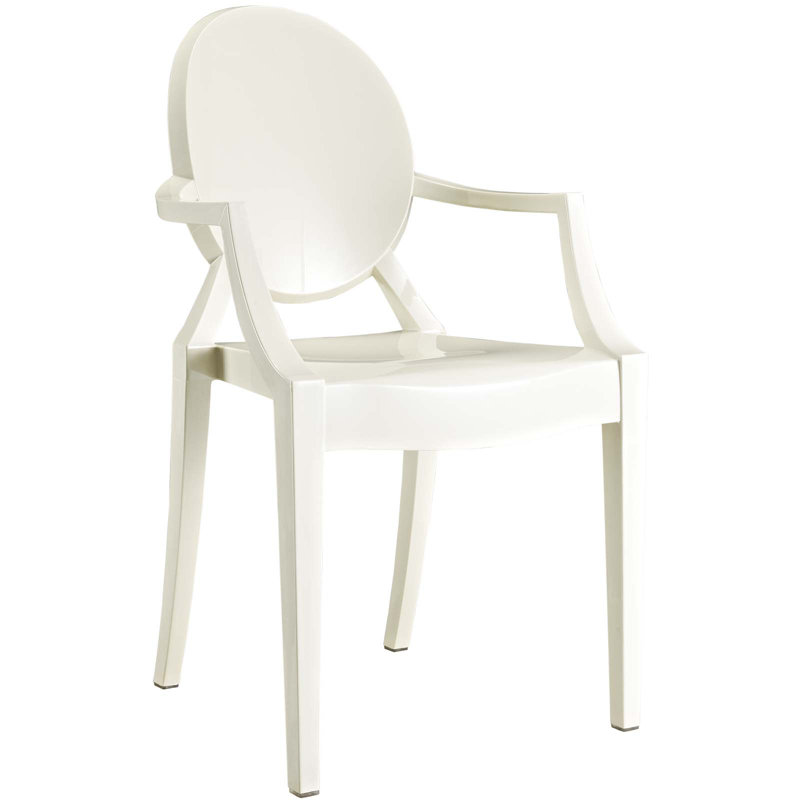  King Louis Back Stacking Side Chair, White, 2