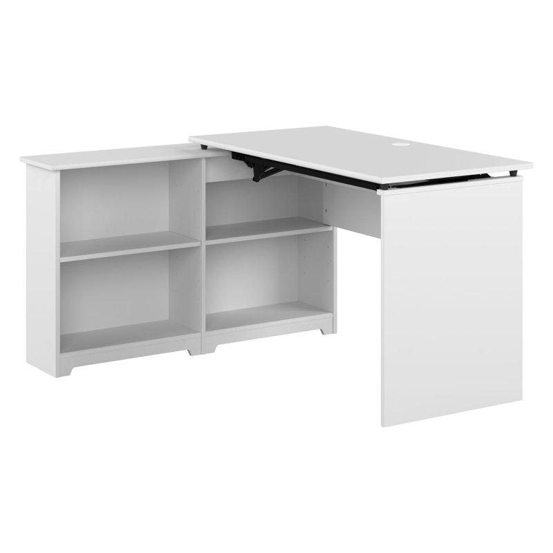 Bureau en coin réglable Katia de 52 po (assis à debout), Blanc