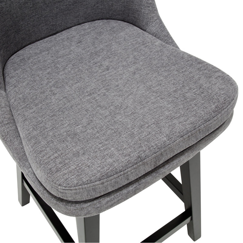 Swivel Bar Stools Set of 2, 26" Counter Height Bar Stool with Solid Wood Legs, Modern Farmhouse Barstool Chairs for Kitchen Island and Counter Height, Performance Fabric in Gray