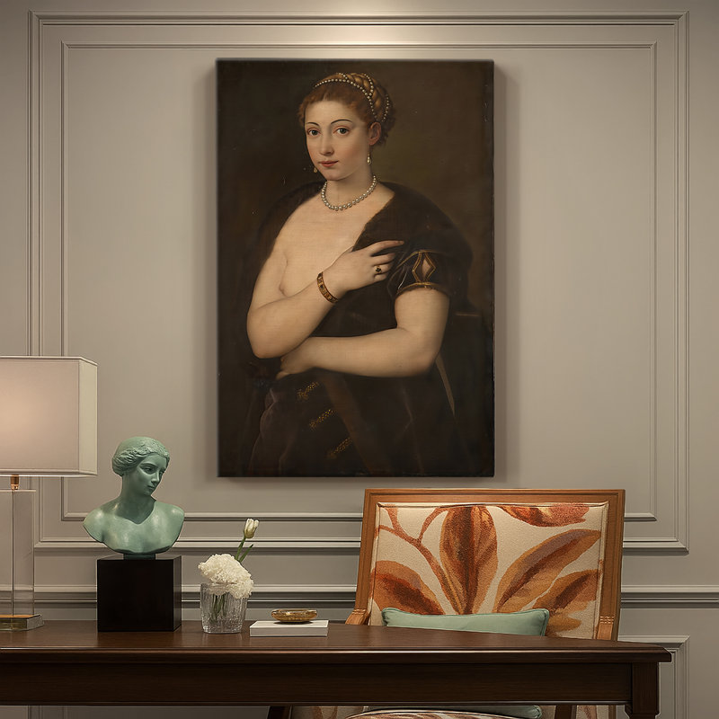 «Girl in a Fur» par Titian, 18 x 27
