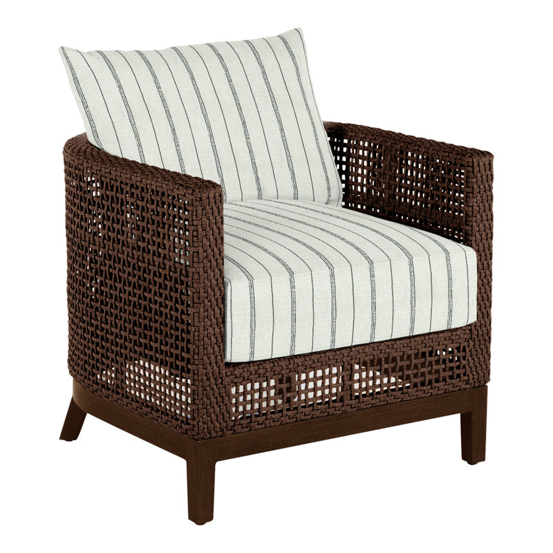 Peninsula N-Dura Resin Wicker Outdoor Barrel Chair, Mahogany/Chestnut, No welt + Standard fill, Paper Sky