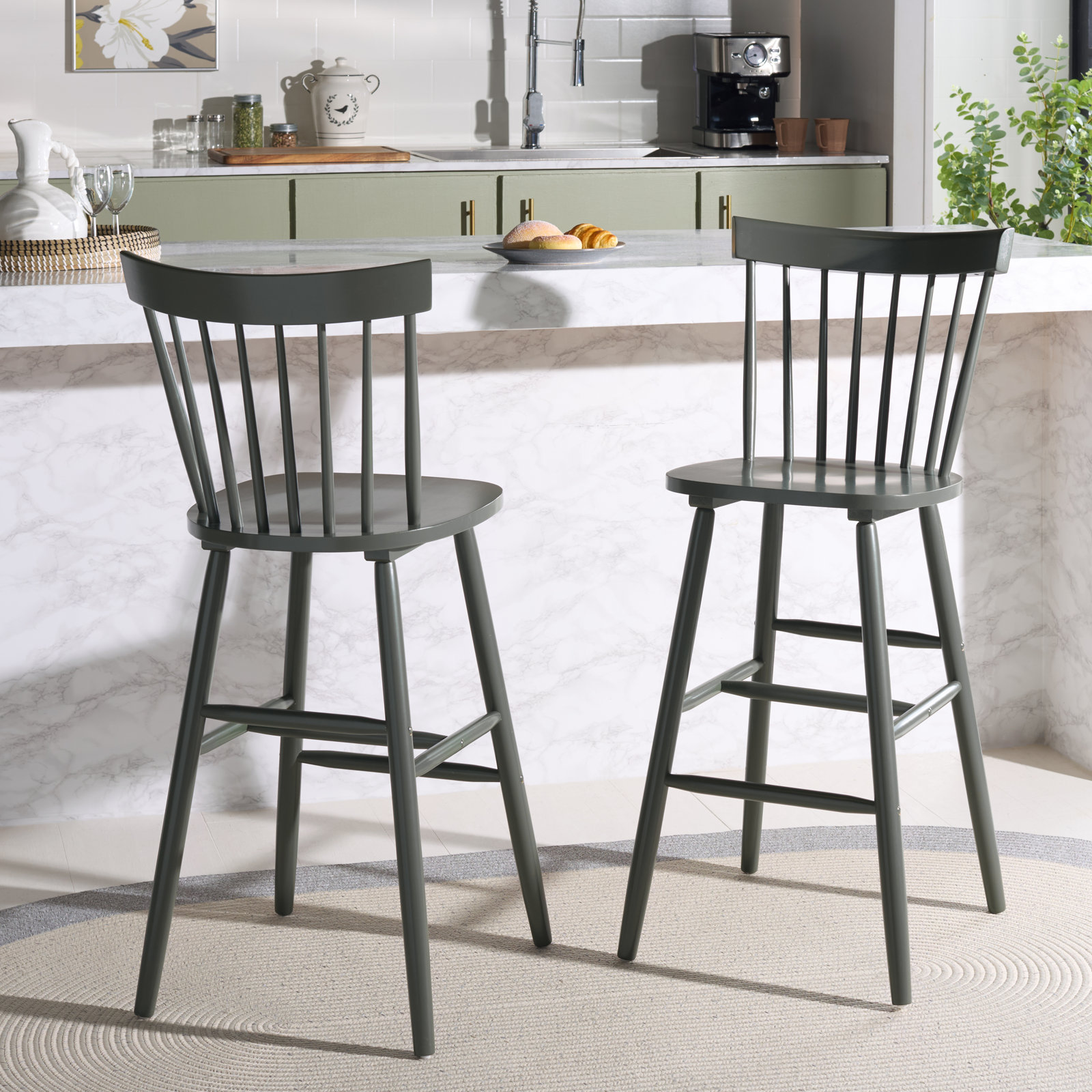 Stacee Bar and Counter Stool, Bar Stool (29" Seat Height), Dusty Green