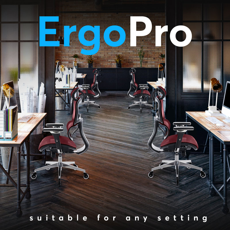 Fauteuil de bureau ergonomique avec roulettes ErgoPro, Rouge