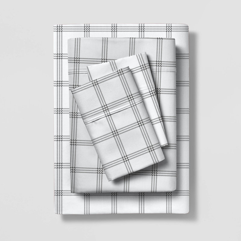 Ensemble de draps légers en mélange de coton brossé infroissable, Ensemble de draps pour grand lit + un drap-housse 