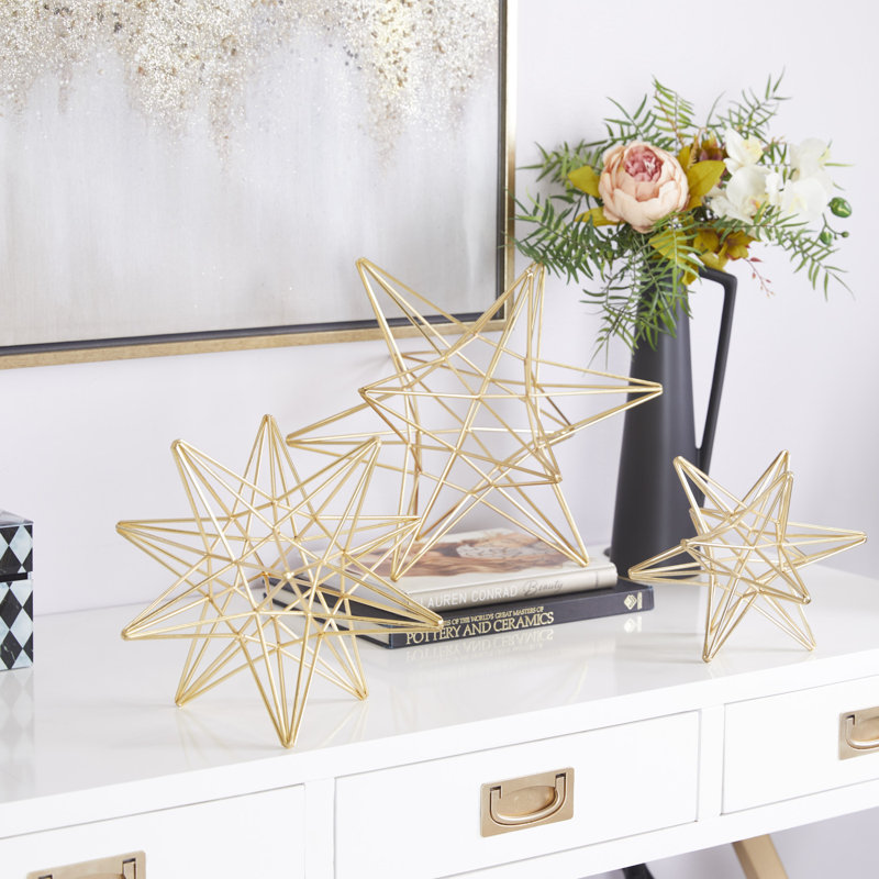 3 Piece Sculpture Set, Gold