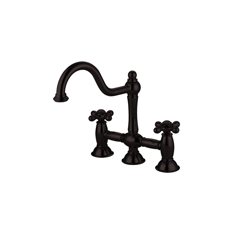 Chicago Double Handle Widespread Kitchen Faucet with American Metal Cross Handle, Oil Rubbed Bronze