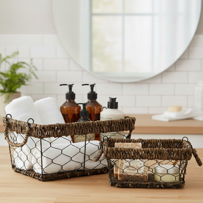 Gracie Oaks Decorative Bin, Brown