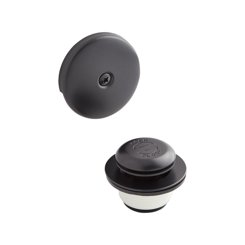 Alcove Tub Pop-Up Drain & Overflow Cover - Matte Black, Matte Black