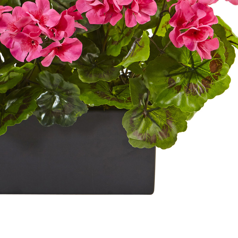 Geranium Silk Plant in Rectangular Planter, UV Resistant (Indoor/Outdoor), Beauty