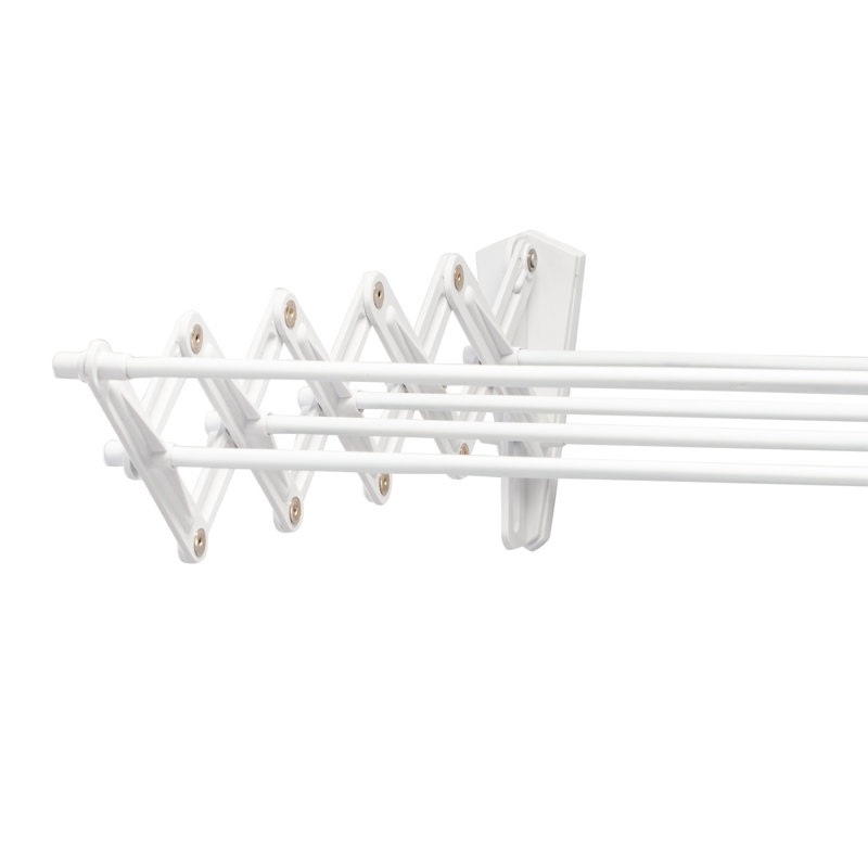 White Collapsible Wall-Mount Metal Drying Rack, 24 Inches